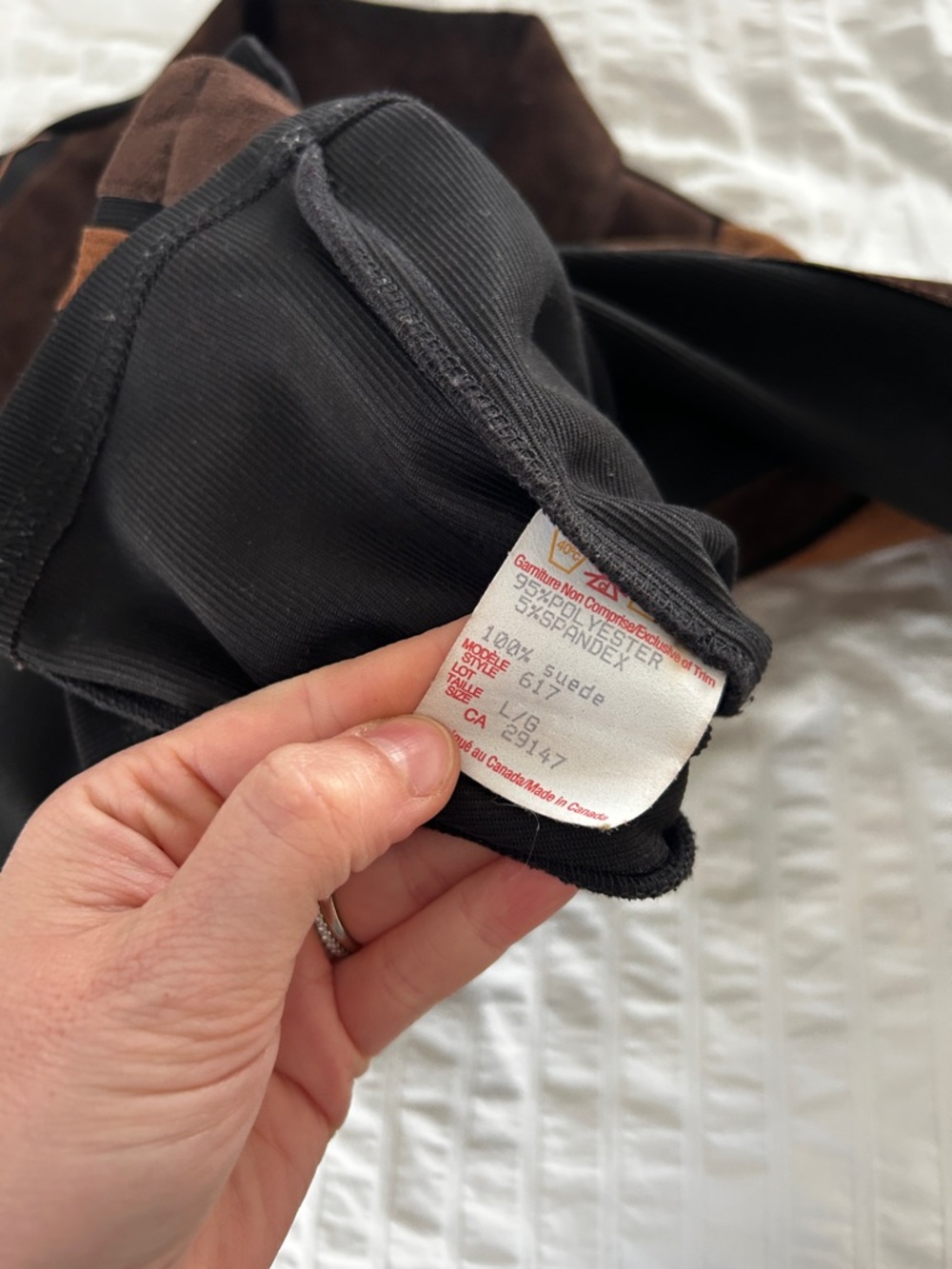 VINTAGE Y2K Genuine Suede Stripe Matching Set Large Flare Boho Desert City Chic - Picture 7 of 10